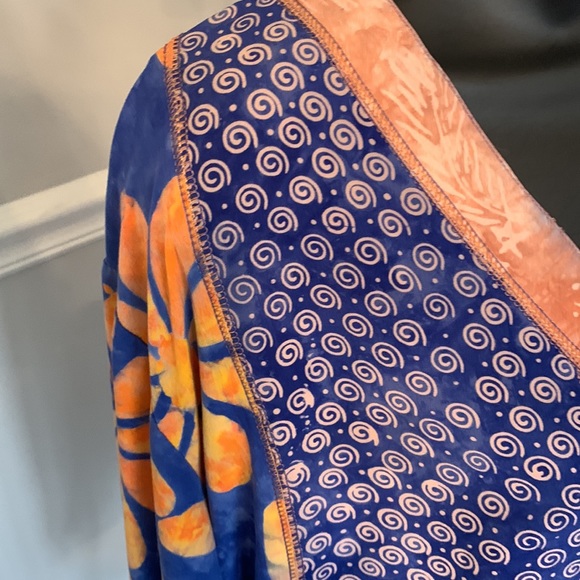 Bali Emerald Blue Batik Multi Media Button Front Tunic Size S - Picture 5 of 9